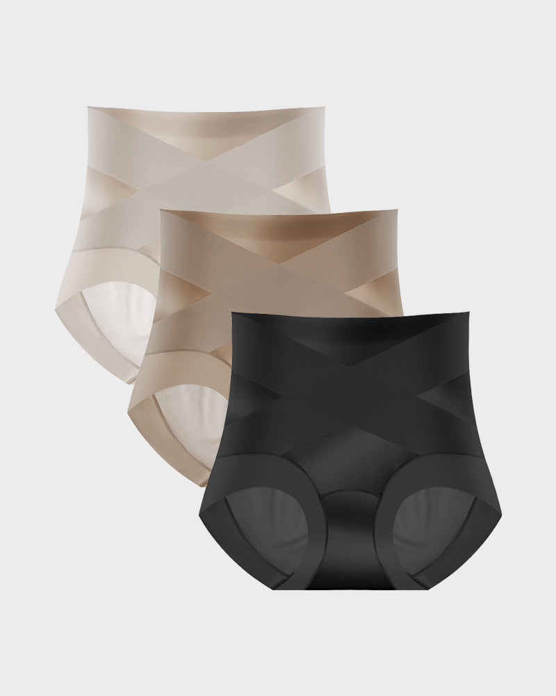 High-Waist Cross Compression Shaping Panties (6 Pack)