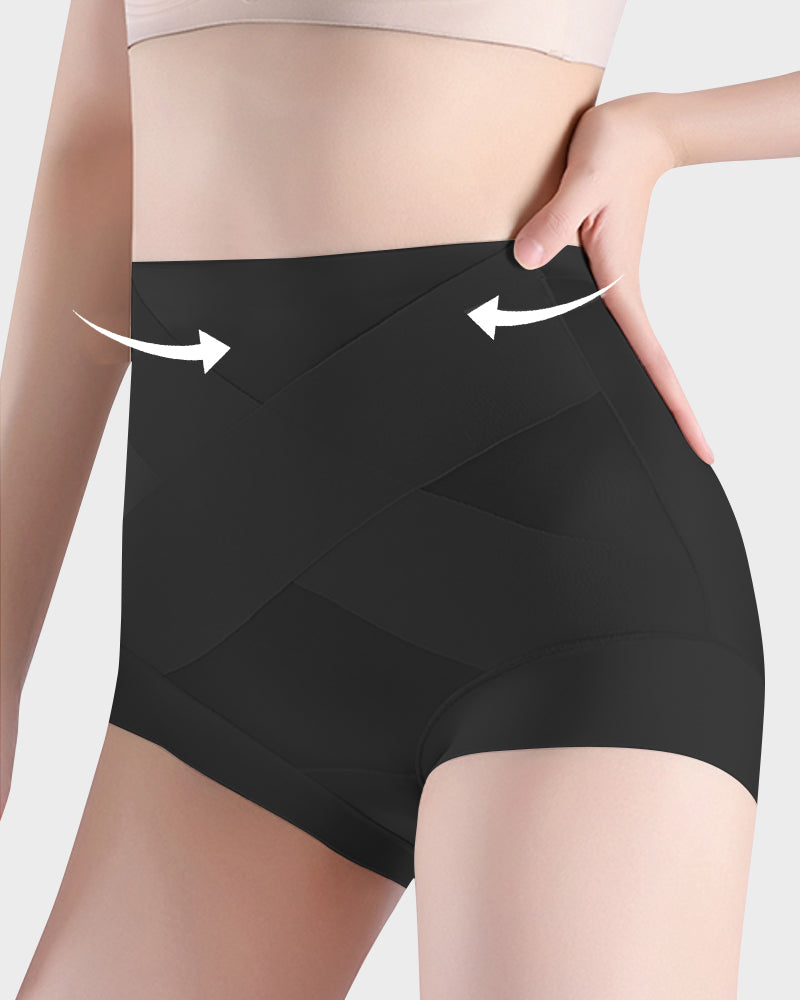 High-Waist Cross Compression Shaping Panties （6 Pack）
